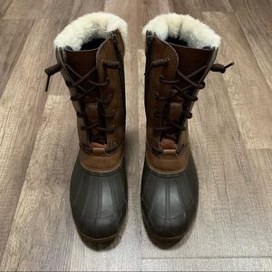 Sperry Syren Tall Faux Fur Cuff Boots Size 7 Brown/Tan